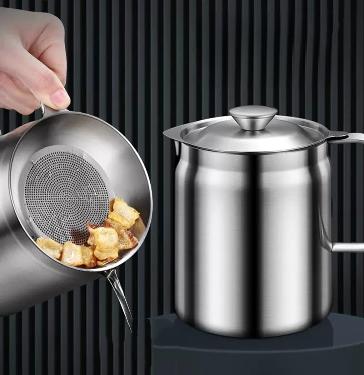 Stainless Steel Oil Pot - Large Size