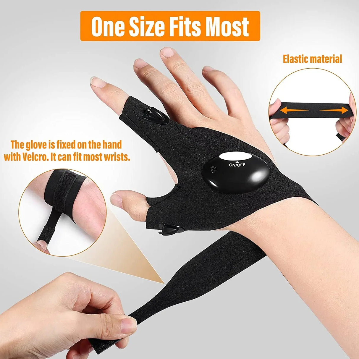 LED Flashlight Gloves Pair