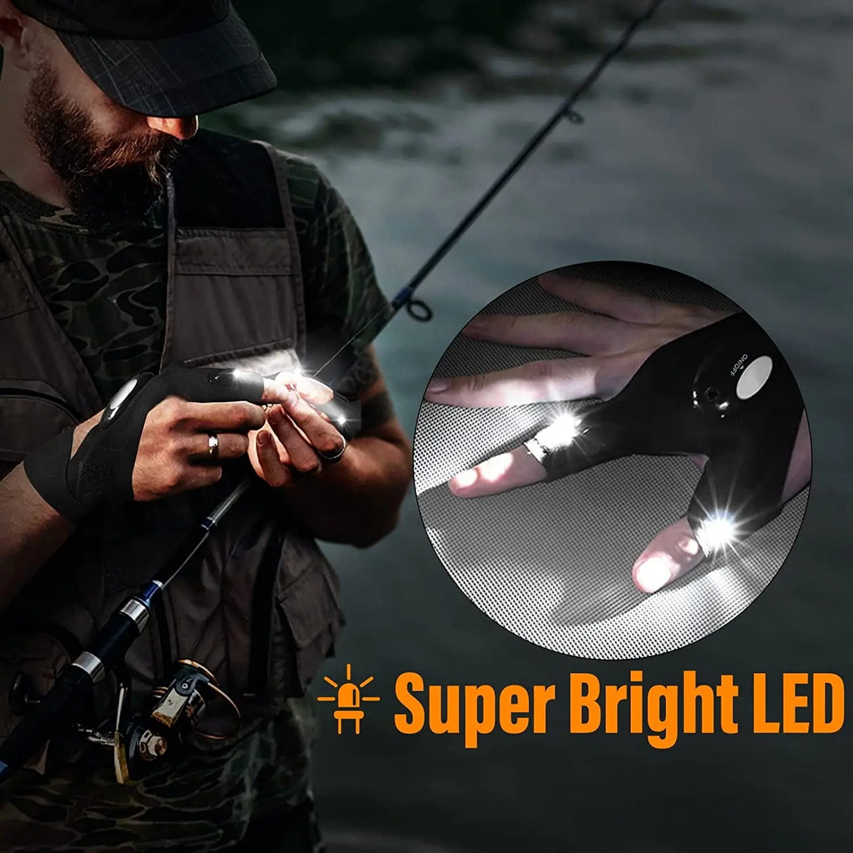 LED Flashlight Gloves Pair