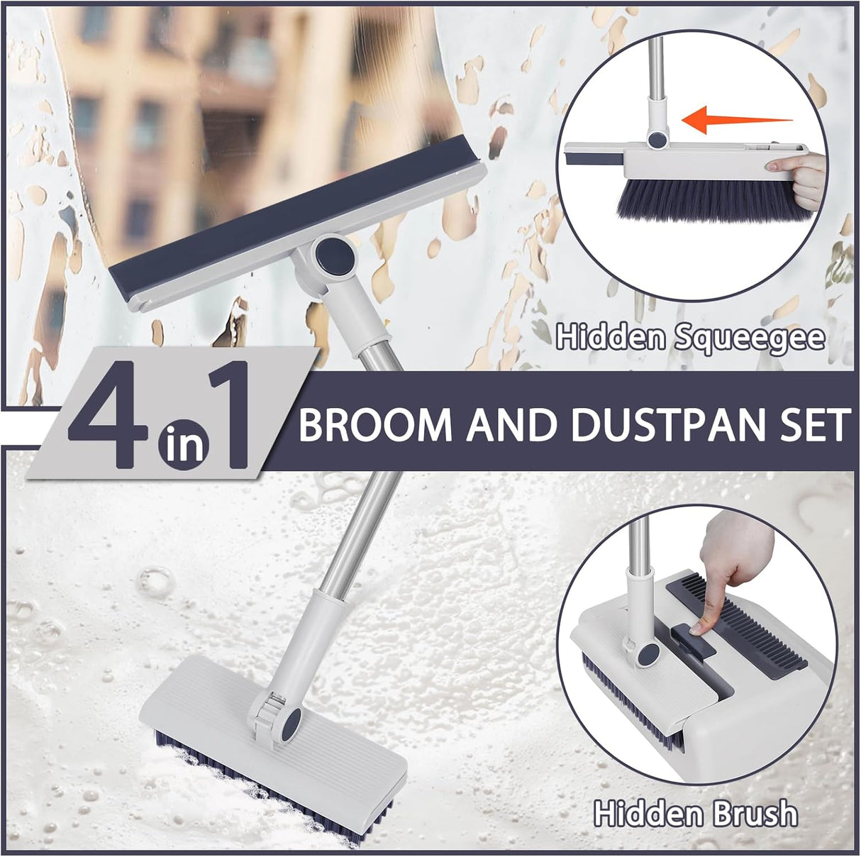 4 in 1 Cleaning Broom Dustpan Set