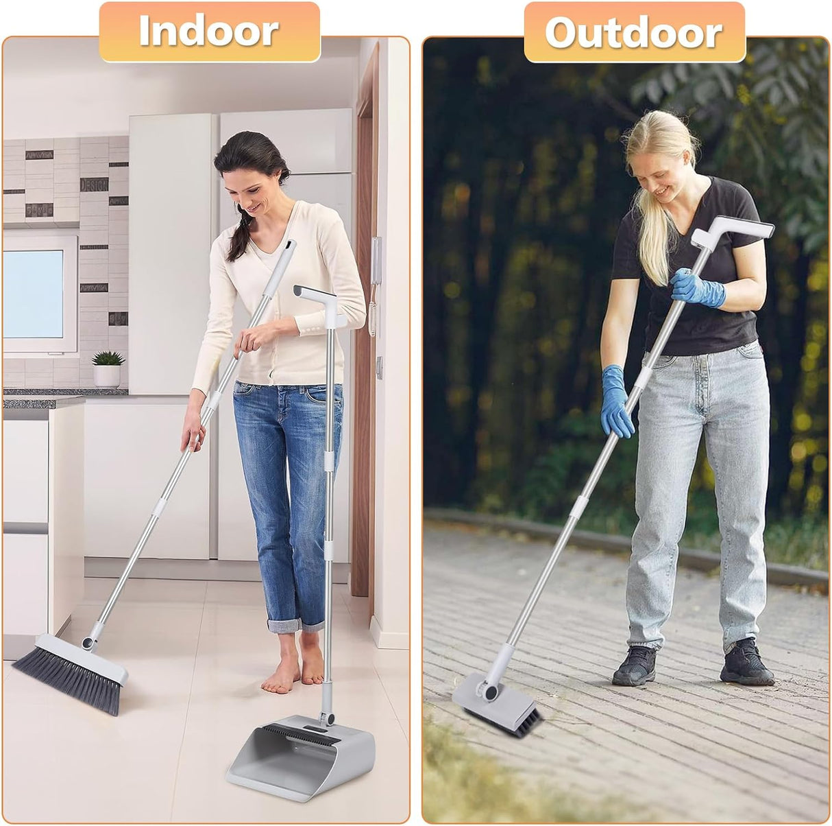 4 in 1 Cleaning Broom Dustpan Set